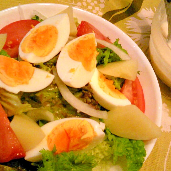 レタス トマト ゆで卵のサラダ レシピ 作り方 By Yushiyutot 楽天レシピ